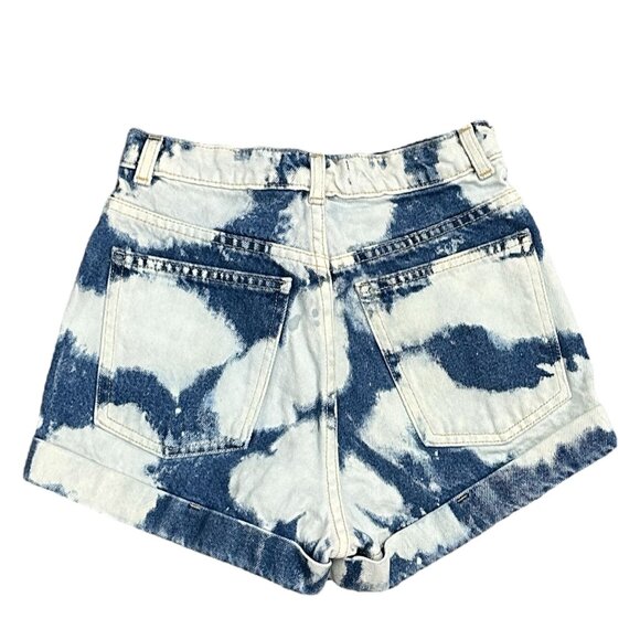 American Apparel Jeans Women 25 Denim High Rise Shorts Cuffed Bleached 5 Pocket - Picture 4 of 11